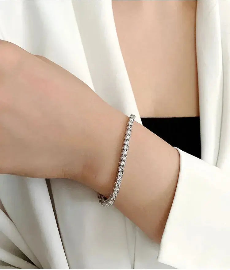 Lovcia Luxe Moissanite Tennis Bracelet - 10 Carat Twinkle, S925 Sterling Silver Bracelet, Elegant Jewellery Gift for Women-Bracelets-Silver-14cm-Silver