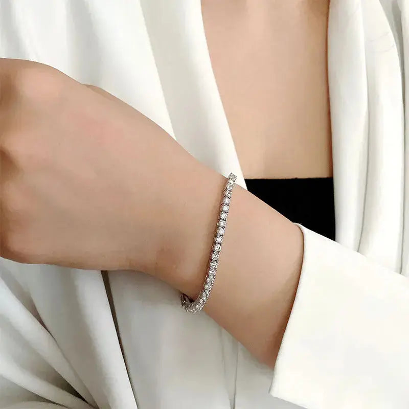 Lovcia Luxe Moissanite Tennis Bracelet - 10 Carat Twinkle, S925 Sterling Silver Bracelet, Elegant Jewellery Gift for Women-Bracelets-Silver-14cm-Silver