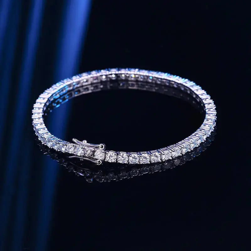Lovcia Luxe Moissanite Tennis Bracelet - 10 Carat Twinkle, S925 Sterling Silver Bracelet, Elegant Jewellery Gift for Women-Bracelets-Silver-14cm-Silver