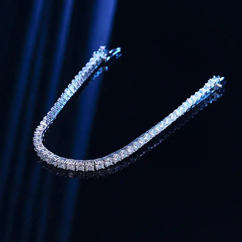 Lovcia Luxe Moissanite Tennis Bracelet - 10 Carat Twinkle, S925 Sterling Silver Bracelet, Elegant Jewellery Gift for Women-Bracelets-Silver-14cm-Silver