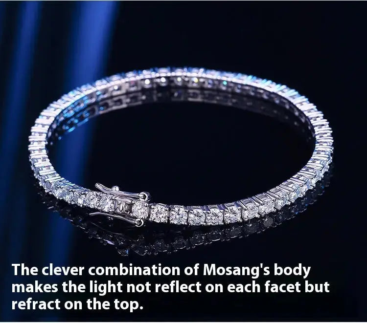 Lovcia Luxe Moissanite Tennis Bracelet - 10 Carat Twinkle, S925 Sterling Silver Bracelet, Elegant Jewellery Gift for Women-Bracelets-Silver-14cm-Silver