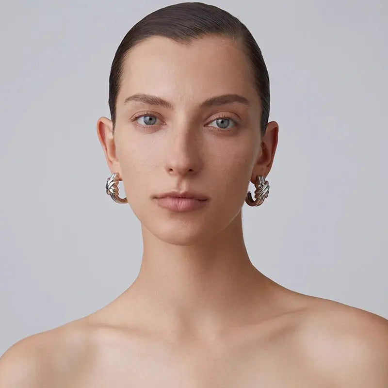 Lovcia Luxurious Design French-Style C-Shaped Winding Stud Earrings for Women-Earrings-Gold-Gold