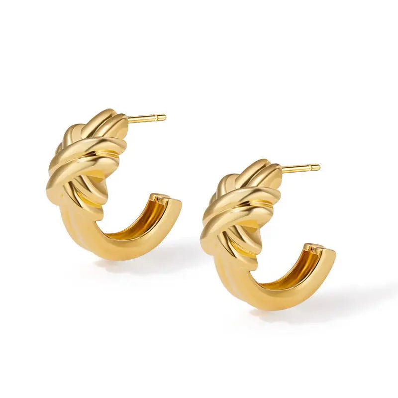Lovcia Luxurious Design French-Style C-Shaped Winding Stud Earrings for Women-Earrings-Gold-Gold