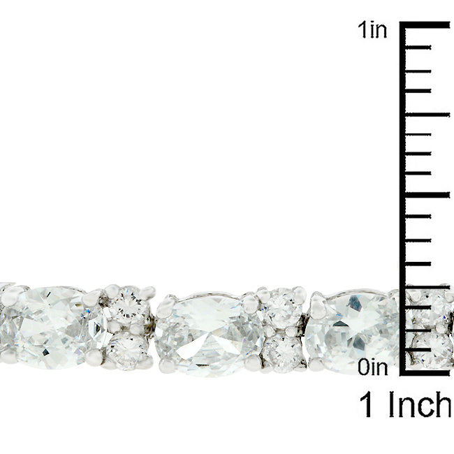 Lovcia Luxurious Oval Cubic Zirconia Tennis Bracelet with Rhodium Finish-Bracelets-