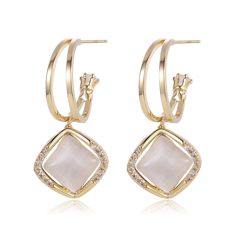 Lovcia Luxurious Retro Gold-Plated Opal and Zircon Earrings for Women-Earrings-Gold-Gold