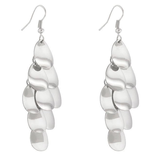 Lovcia Luxurious Silver Scale Motif Dangle Earrings-Earrings-