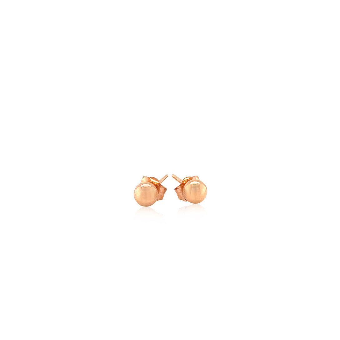 Lovcia Luxury 14k Rose Gold Globe Motif Stud Earrings (4mm)-Earrings-Rose Gold-Rose Gold
