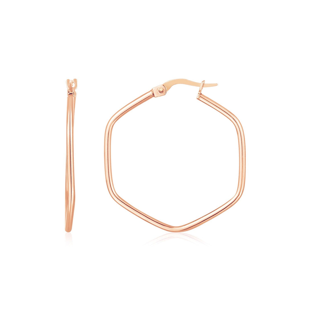 Buy LOVCIA Luxury 14K Rose Gold Rounded Edge Hexagon Hoop Earrings
