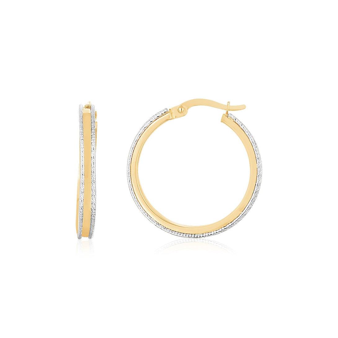Buy LOVCIA Luxury 14K Two-Tone Gold Diamond Cut Oval Hoop Earrings