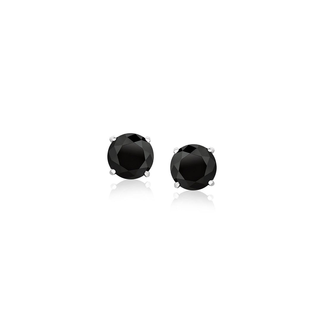 Lovcia Luxury 14K White Gold Black Cubic Zirconia Stud Earrings (5mm)-Earrings-White Gold-White Gold