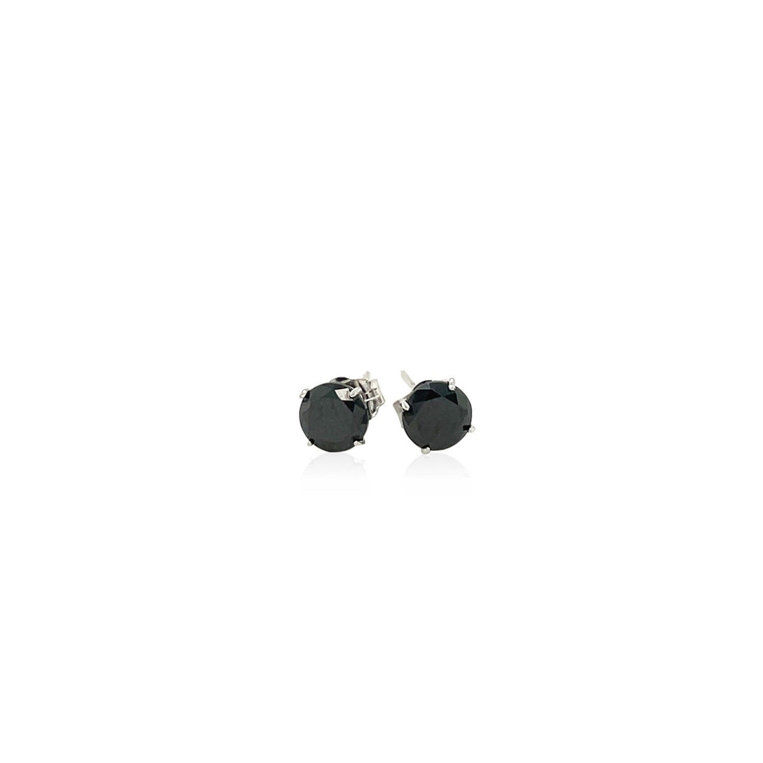 Lovcia Luxury 14K White Gold Black Cubic Zirconia Stud Earrings (5mm)-Earrings-White Gold-White Gold