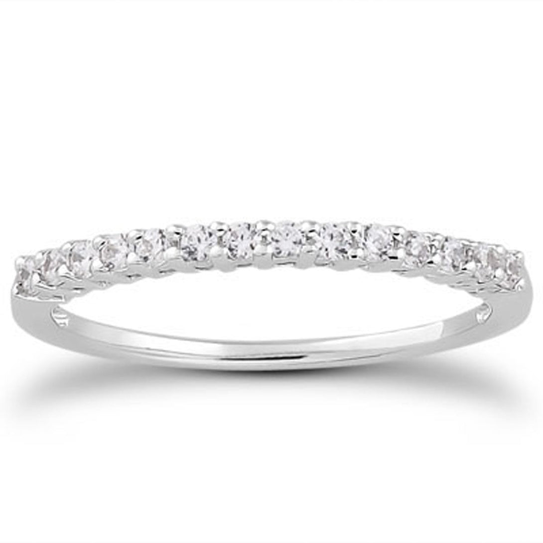 Lovcia Luxury 14k White Gold Diamond Wedding Band with Airline Gallery and Shared Prong Setting-Rings-4-White Gold-4