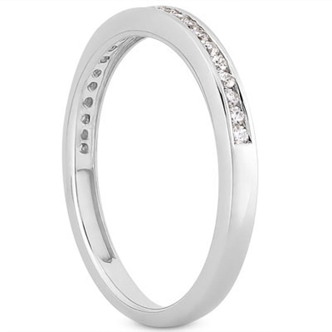 Lovcia Luxury 14k White Gold Elegant Channel Set Diamond Wedding Band with 23 Sparkling Diamonds-Rings-4-White Gold-4