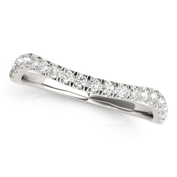 Lovcia Luxury 14k White Gold Pave Set Curved Diamond Wedding Ring (1/4 Carat)-Rings-3-White Gold-3