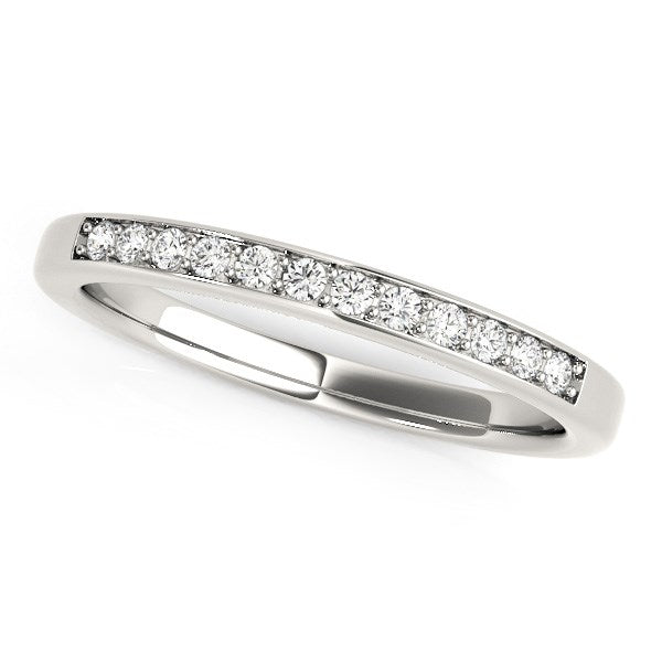 LOVCIA Luxury 14k White Gold Prong Set Round Diamond Wedding Band (0.12 cttw)