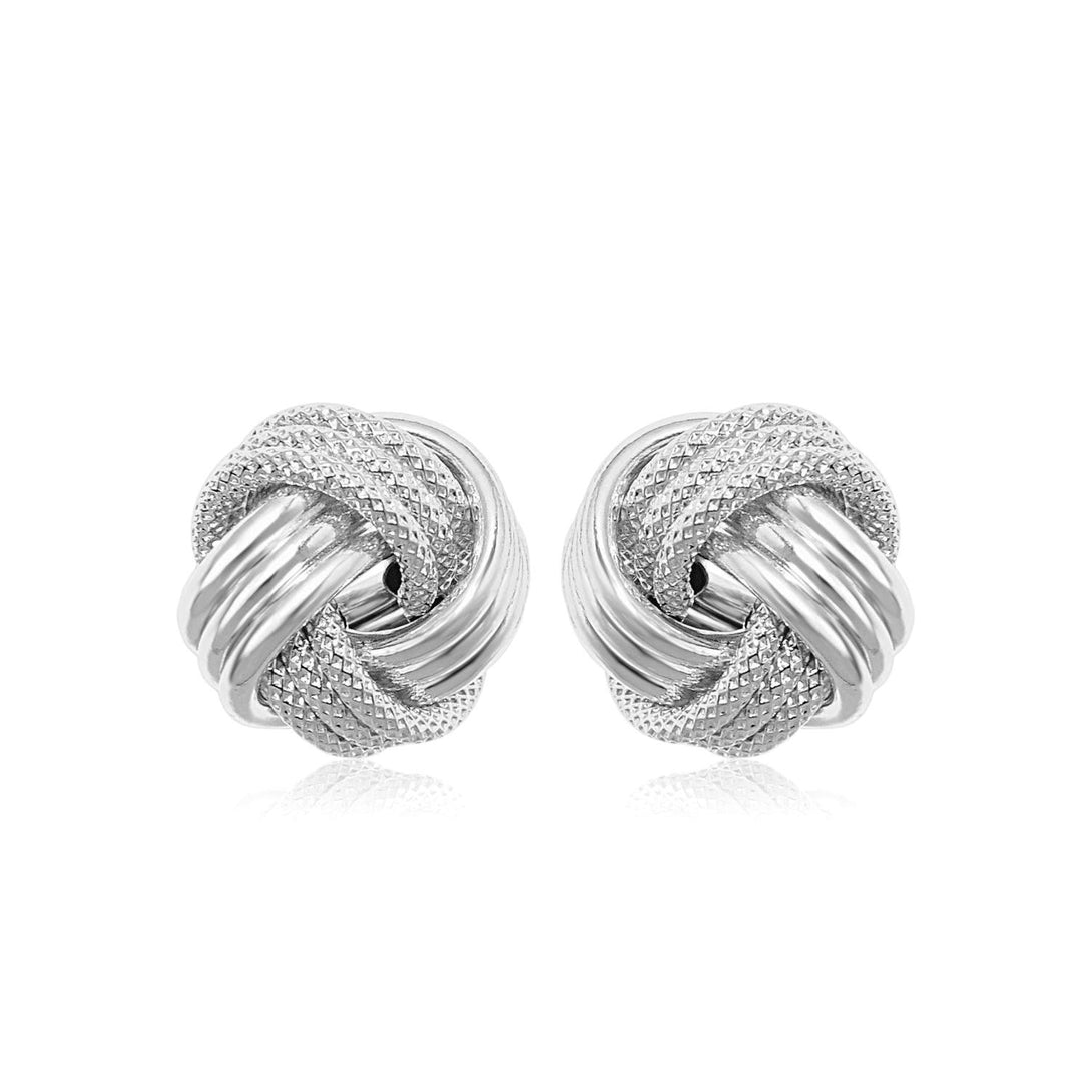 Buy LOVCIA Luxury 14k White Gold Ridge Textured Love Knot Earrings