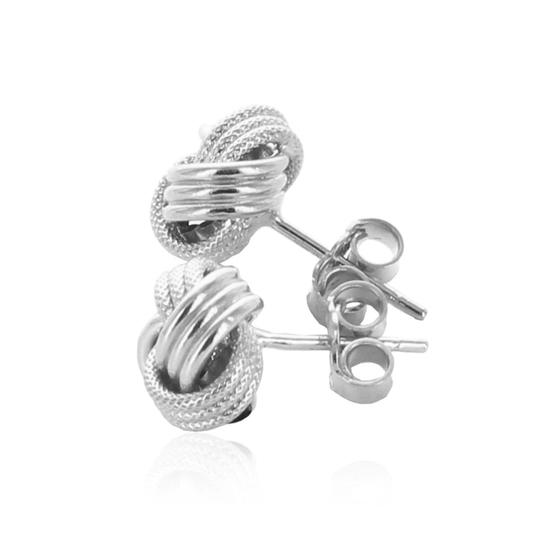 Buy LOVCIA Luxury 14k White Gold Ridge Textured Love Knot Earrings