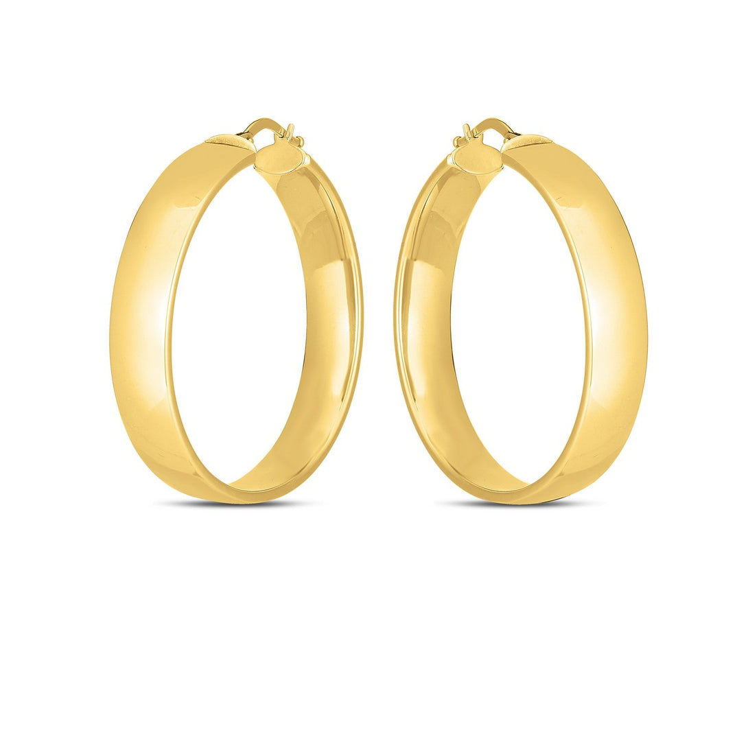 Lovcia Luxury 14k Yellow Gold 35mm Hoop Earrings with Snap Closure-Earrings-Yellow Gold-Yellow Gold