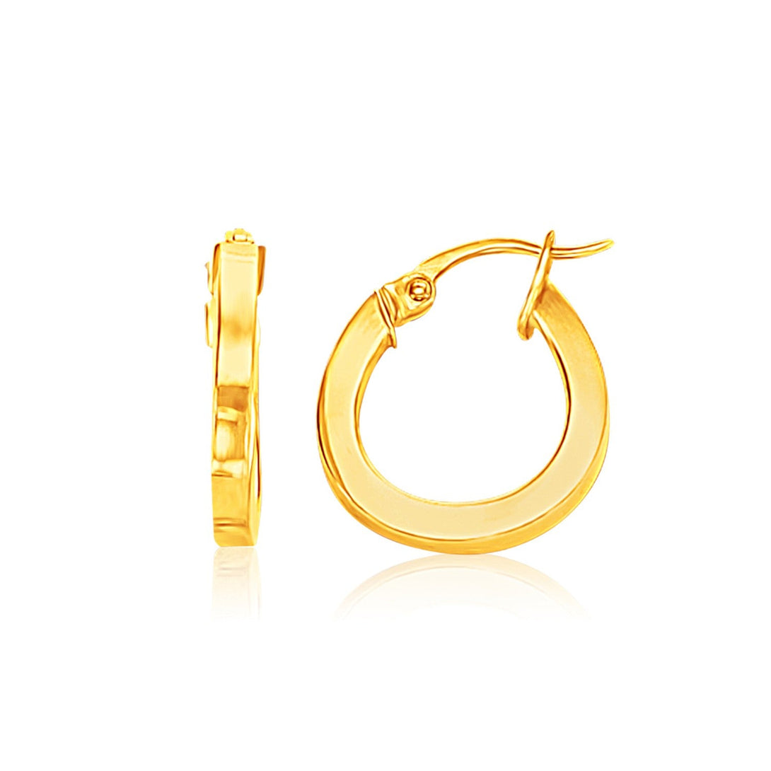 Buy LOVCIA Luxury 14k Yellow Gold Classic Flat Hoop Earrings with Omega Back (10mm)