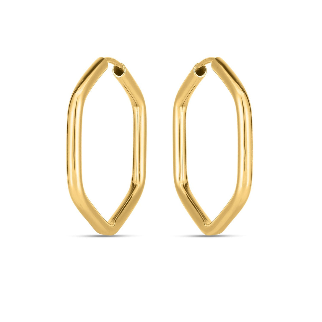 Buy LOVCIA Luxury 14k Yellow Gold Hexagonal Hoop Earrings with Endless Closure