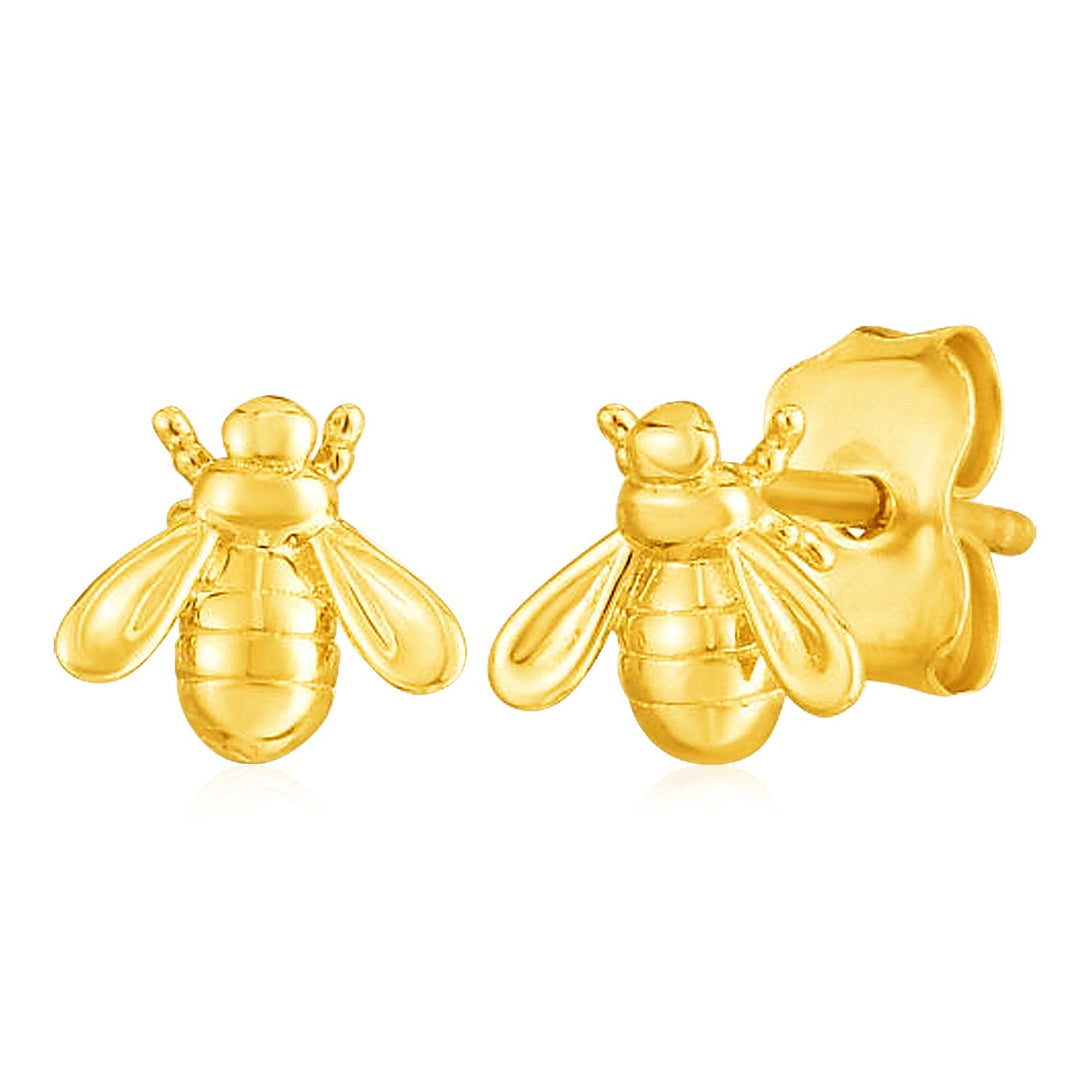 Lovcia Luxury 14k Yellow Gold Honeybee Post Earrings-Earrings-Yellow Gold-Yellow Gold