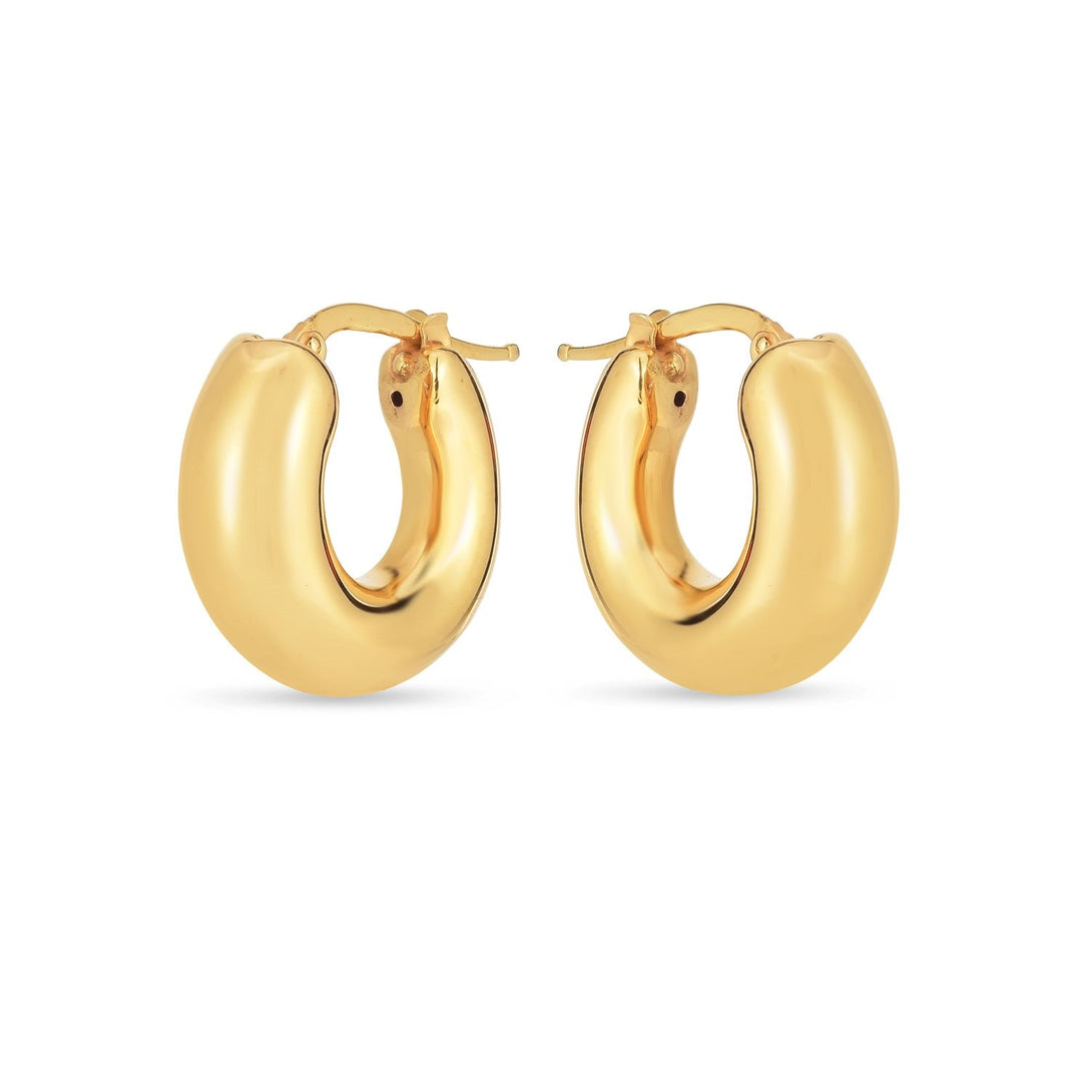 Lovcia Luxury 14k Yellow Gold Petite Puffy Hoop Earrings-Earrings-Yellow Gold-Yellow Gold