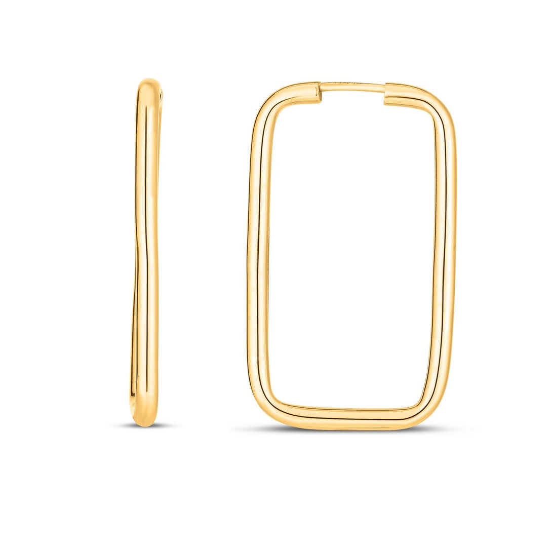Lovcia Luxury 14k Yellow Gold Polished Rectangle Hoop Earrings-Earrings-Yellow Gold-Yellow Gold