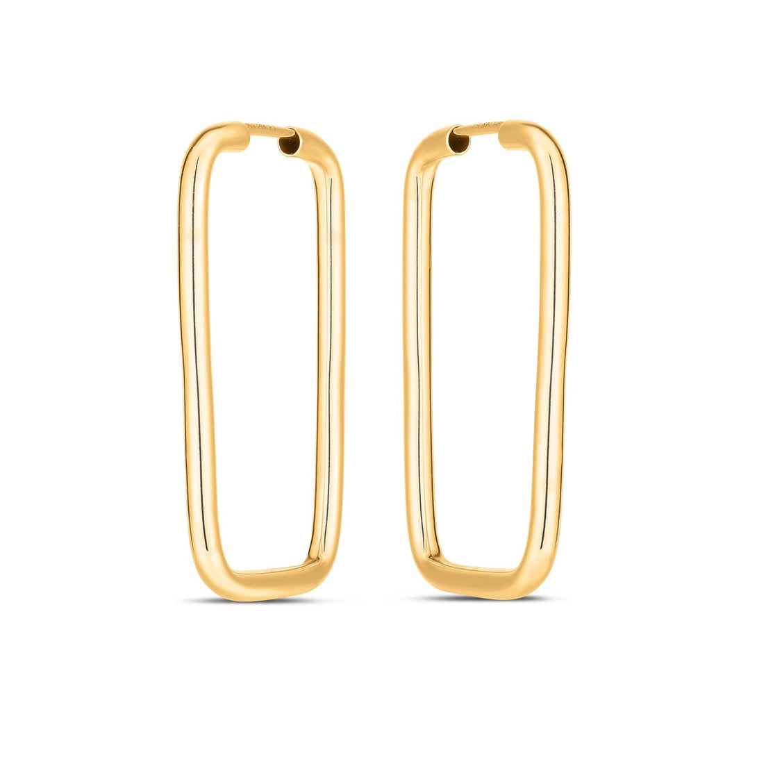 Lovcia Luxury 14k Yellow Gold Polished Rectangle Hoop Earrings-Earrings-Yellow Gold-Yellow Gold