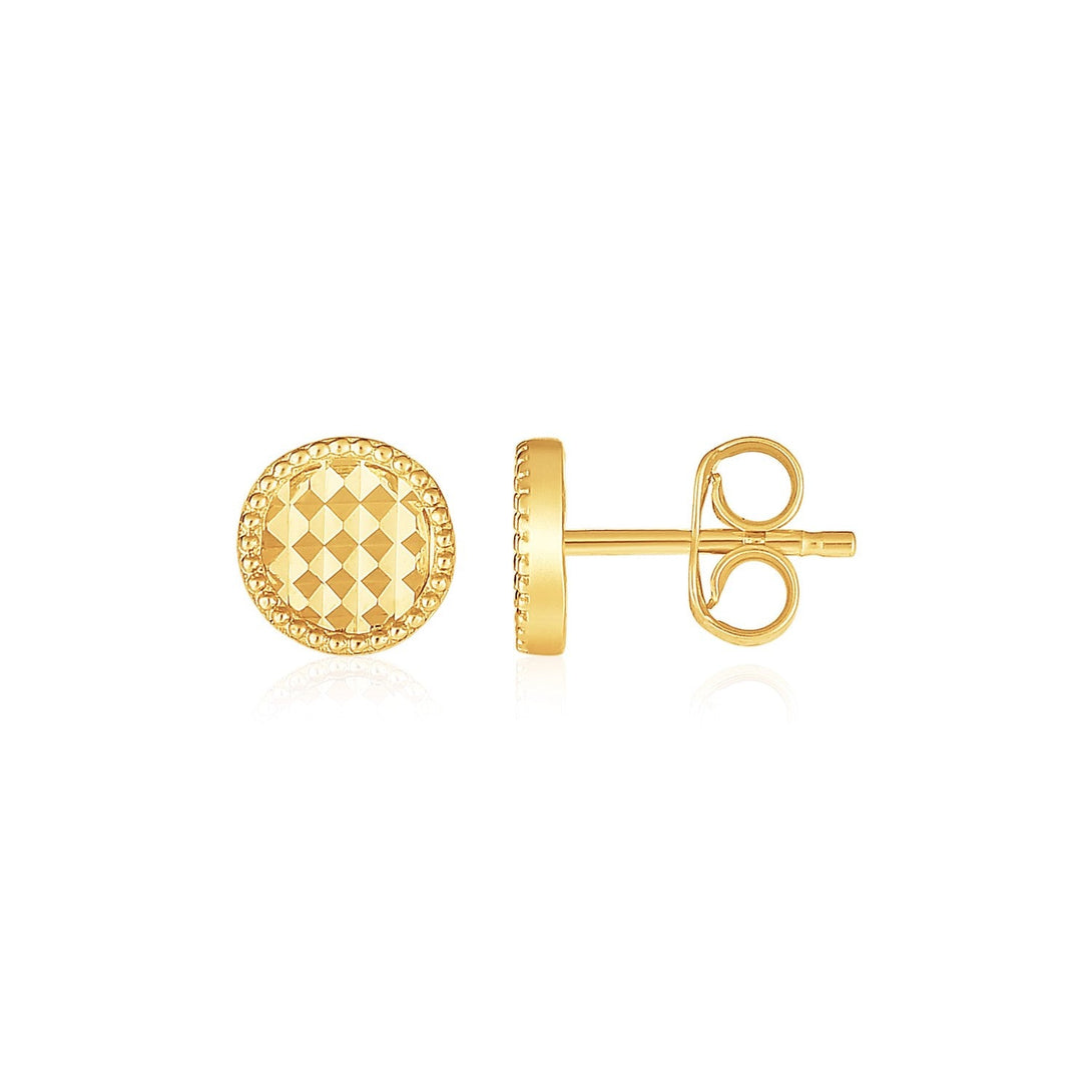 Lovcia Luxury 14k Yellow Gold Textured Round Stud Earrings-Earrings-Yellow Gold-Yellow Gold