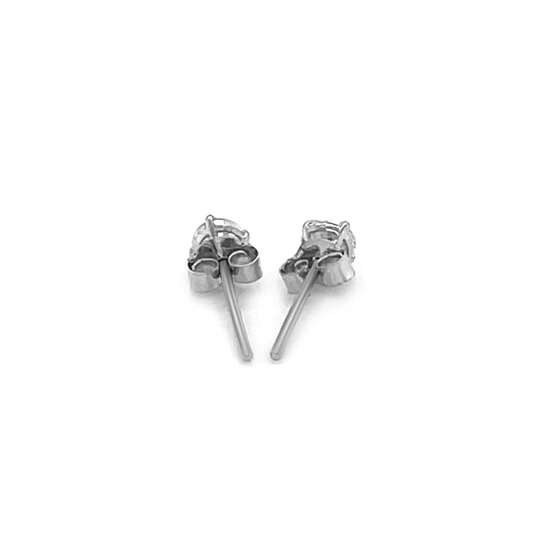 Lovcia Luxury 3mm Round Cubic Zirconia Stud Earrings in 14K White Gold-Earrings-White Gold-White Gold