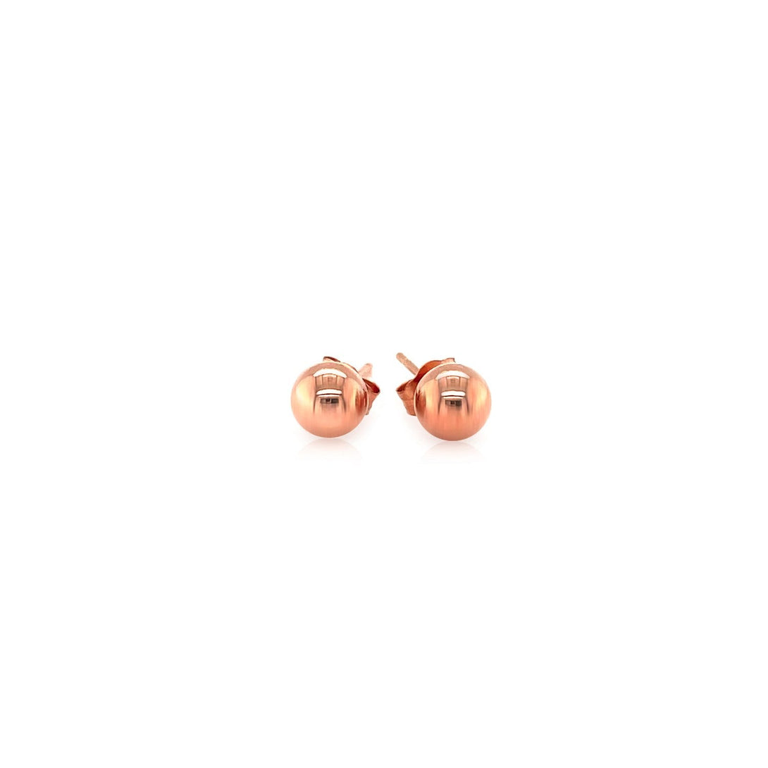 Lovcia Luxury 5mm Round 14k Rose Gold Stud Earrings-Earrings-Rose Gold-Rose Gold