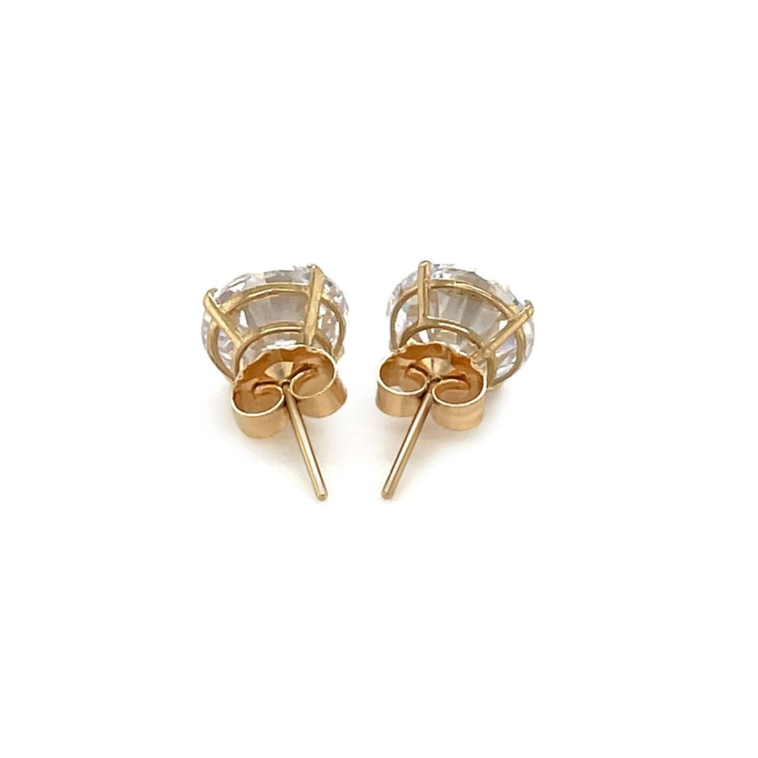 Lovcia Luxury 8.0mm Round Cubic Zirconia Stud Earrings in 14k Yellow Gold-Earrings-Yellow Gold-Yellow Gold