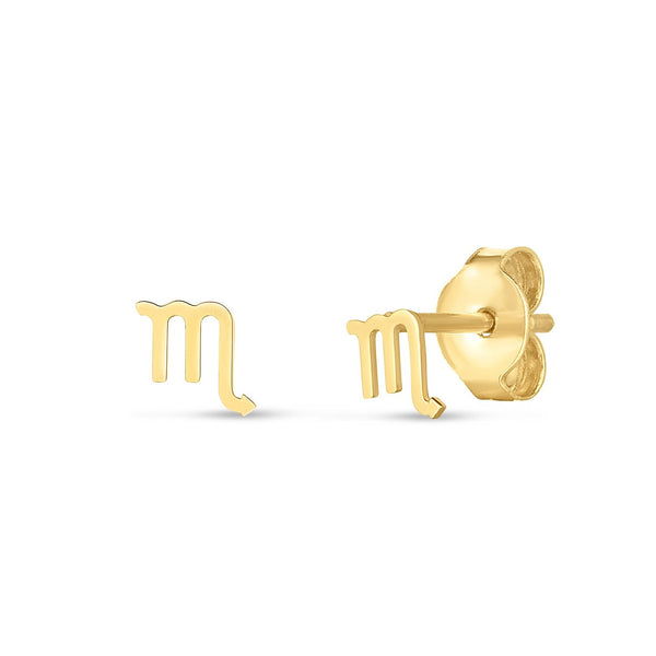 Lovcia Luxury Astrological Scorpio 14k Yellow Gold Stud Earrings-Earrings-Yellow Gold-Yellow Gold