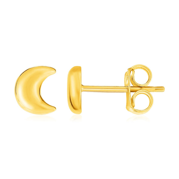 Lovcia Luxury Celestial 14k Yellow Gold Moon Post Earrings-Earrings-Yellow Gold-Yellow Gold