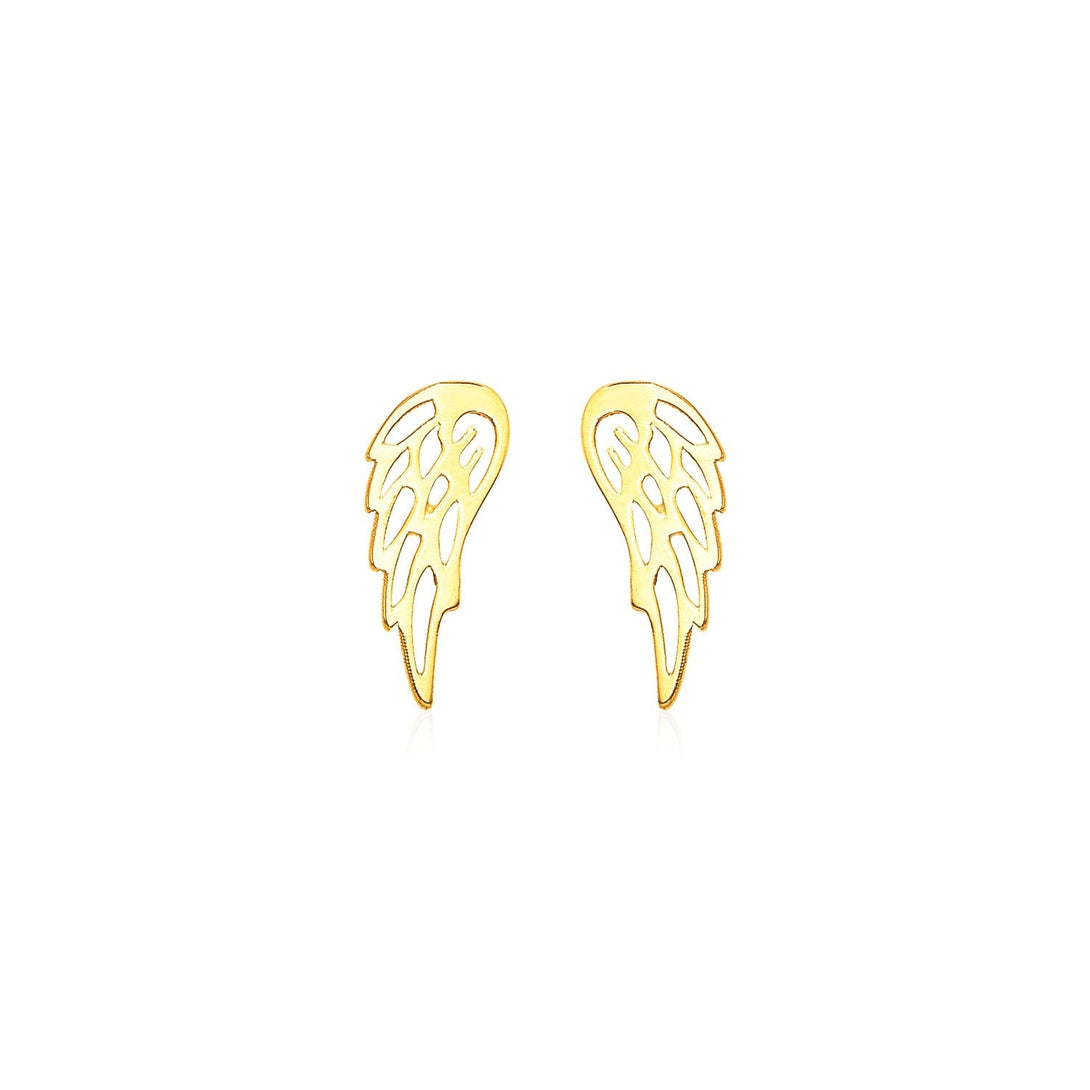 Lovcia Luxury Charming 14k Yellow Gold Winged Stud Earrings-Earrings-Yellow Gold-Yellow Gold