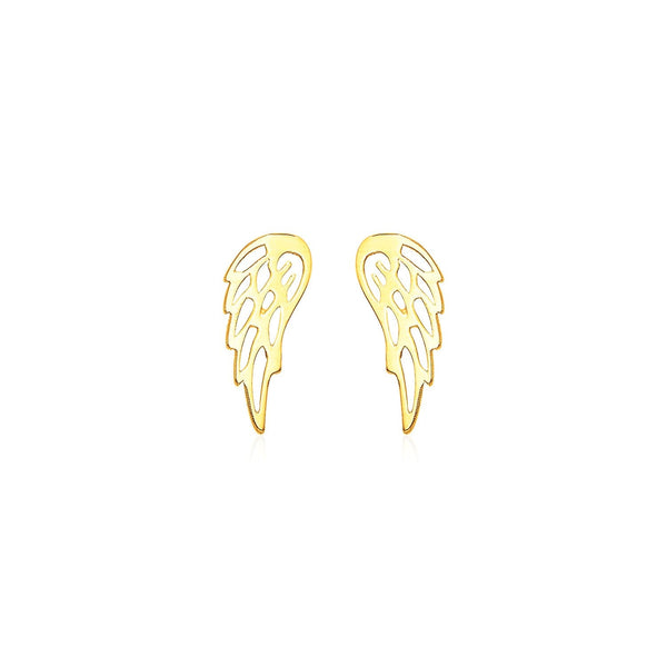 Lovcia Luxury Charming 14k Yellow Gold Winged Stud Earrings-Earrings-Yellow Gold-Yellow Gold