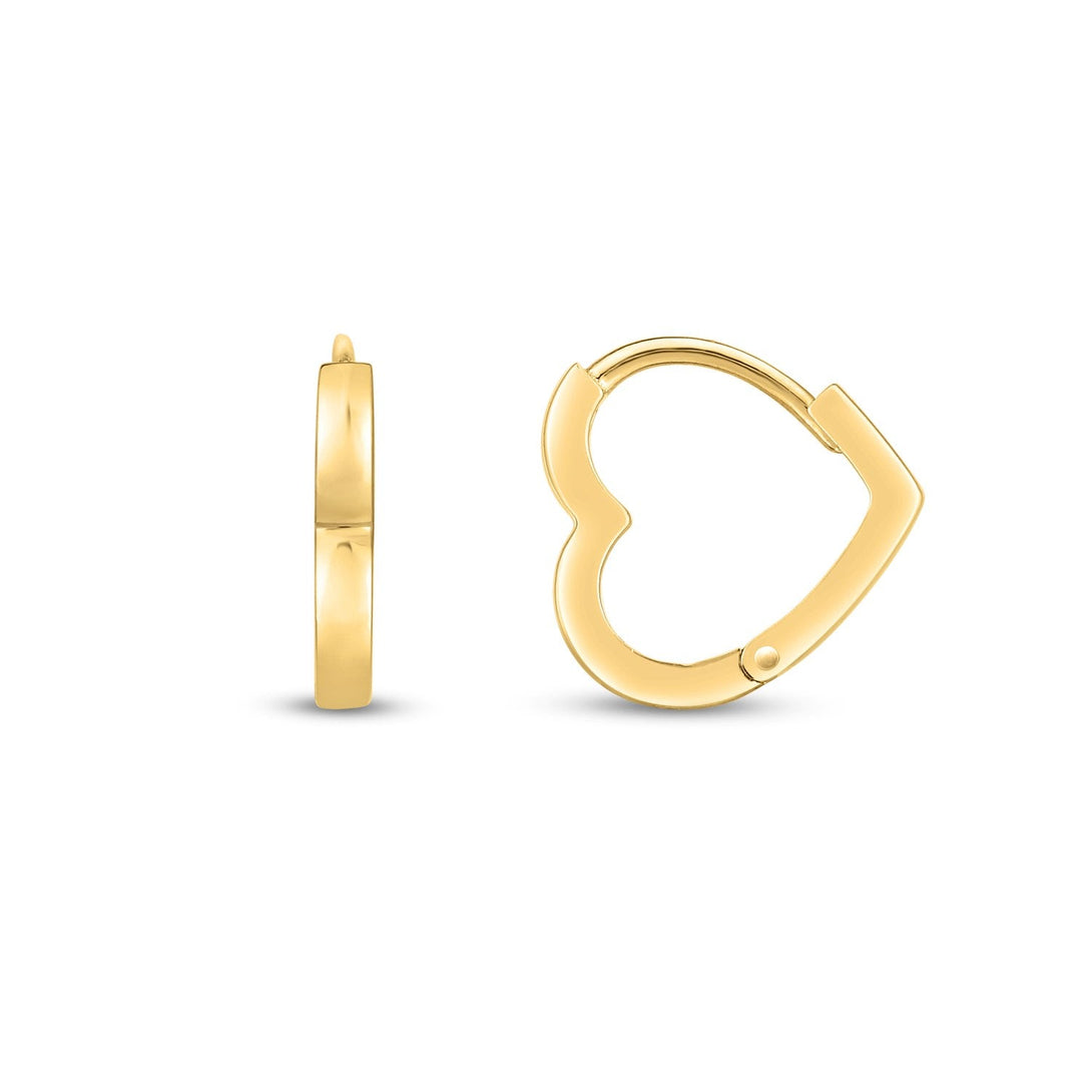 Lovcia Luxury Chic 14k Yellow Gold Heart-Shaped Huggie Earrings-Earrings-Yellow Gold-Yellow Gold