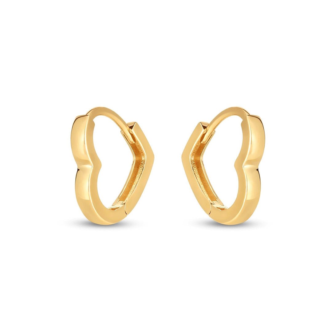 Lovcia Luxury Chic 14k Yellow Gold Heart-Shaped Huggie Earrings-Earrings-Yellow Gold-Yellow Gold