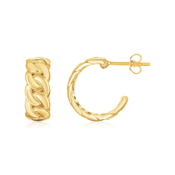 Lovcia Luxury Chunky Curb Chain Hoop Earrings in 14K Yellow Gold-Earrings-Yellow Gold-Yellow Gold