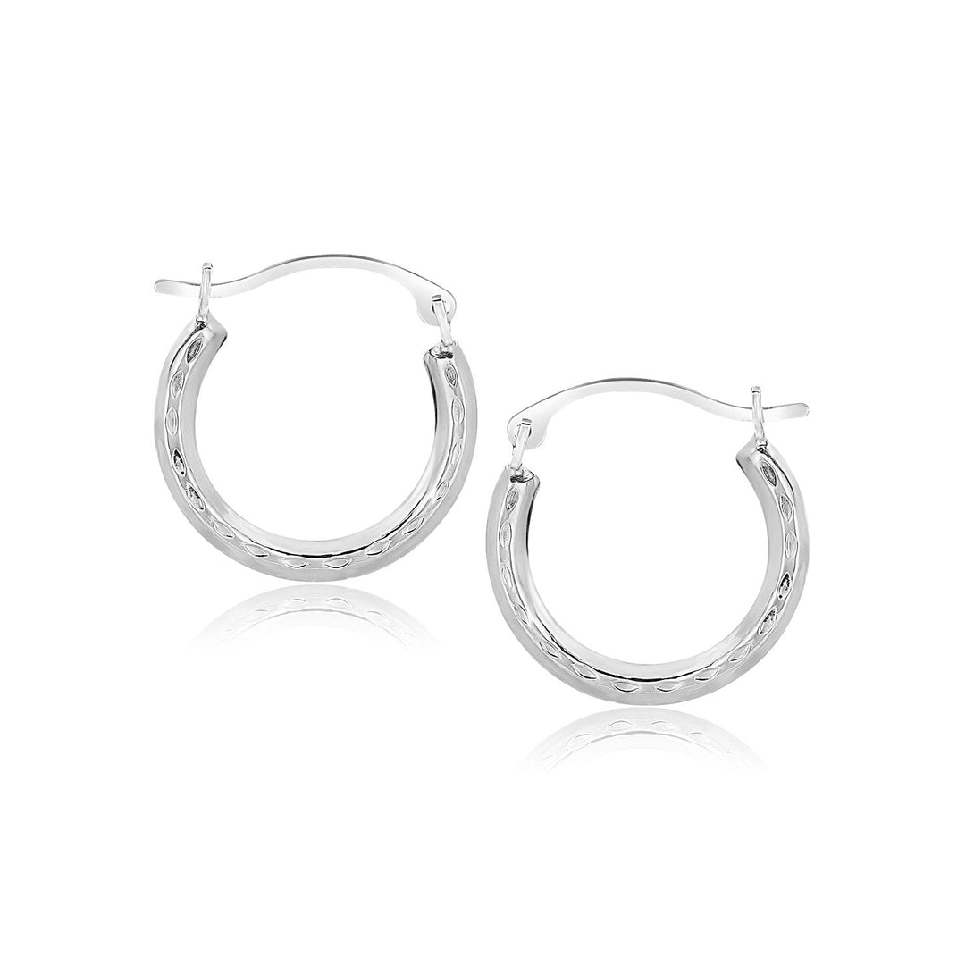 Lovcia Luxury Classic 10k White Gold Detailed Hoop Earrings-Earrings-White Gold-White Gold