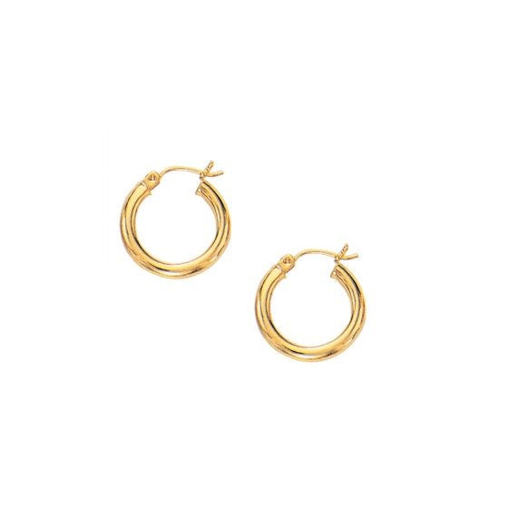 Lovcia Luxury Classic 10k Yellow Gold Hoop Earrings with Snap Lock (15mm Diameter)-Earrings-Yellow Gold-Yellow Gold