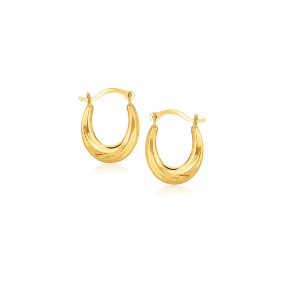 Lovcia Luxury Classic 10K Yellow Gold Twist Oval Hoop Earrings-Earrings-Yellow Gold-Yellow Gold