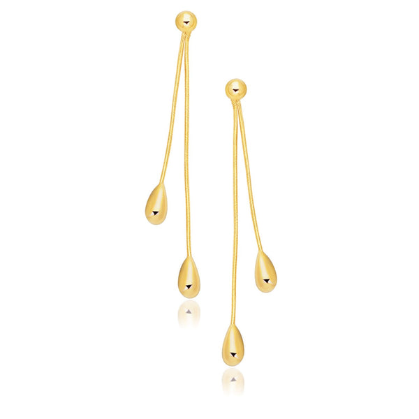 Lovcia Luxury Classic 14k Gold Double Teardrop Chain Earrings-Earrings-Two-Tone Gold-Two-Tone Gold
