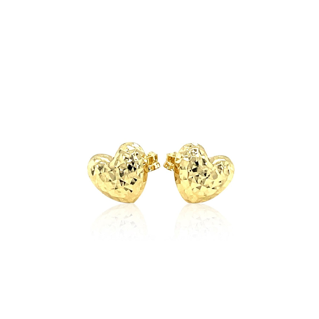 Buy LOVCIA Luxury Classic 14k Gold Puffed Heart Earrings with Diamond-Cut Detail (8mm)