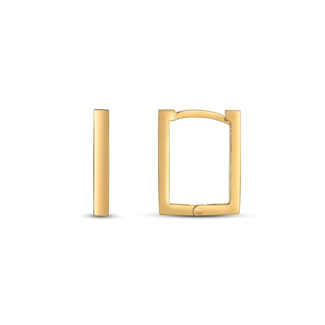 Lovcia Luxury Classic 14K Gold Rectangular Huggie Earrings-Earrings-Yellow Gold-Yellow Gold