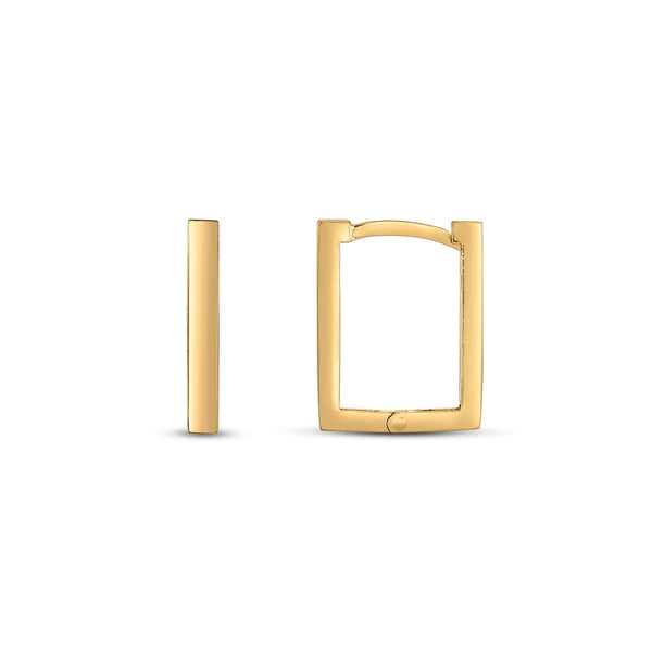 Lovcia Luxury Classic 14K Gold Rectangular Huggie Earrings-Earrings-Yellow Gold-Yellow Gold