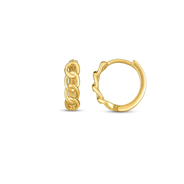 Lovcia Luxury Classic 14k Gold Snap Lock Huggie Earrings-Earrings-Yellow Gold-Yellow Gold