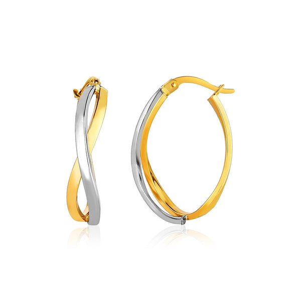 Lovcia Luxury Classic 14k Gold Two-Tone Twisted Oval Hoop Earrings-Earrings-Two-Tone Gold-Two-Tone Gold