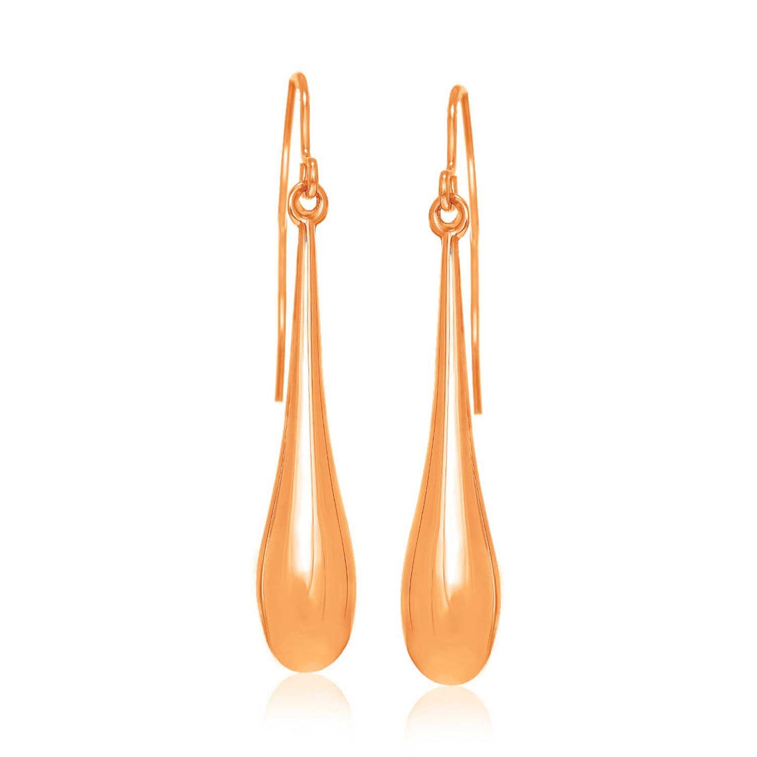 Lovcia Luxury Classic 14k Rose Gold Elongated Teardrop Earrings with French Wire Backings-Earrings-Rose Gold-Rose Gold