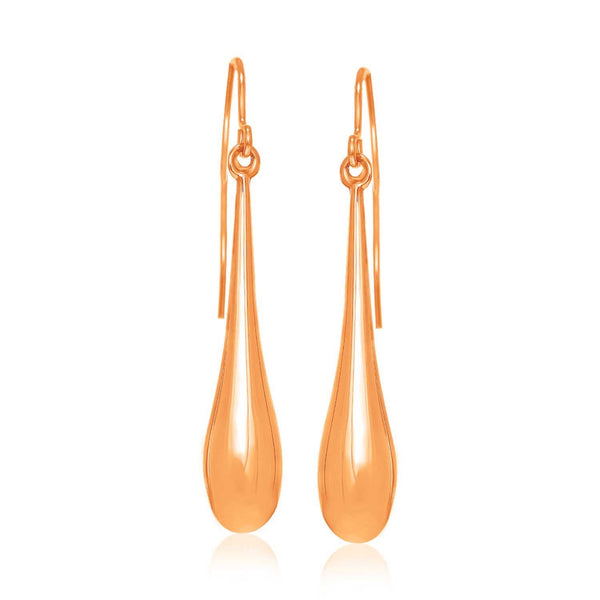 Lovcia Luxury Classic 14k Rose Gold Elongated Teardrop Earrings with French Wire Backings-Earrings-Rose Gold-Rose Gold